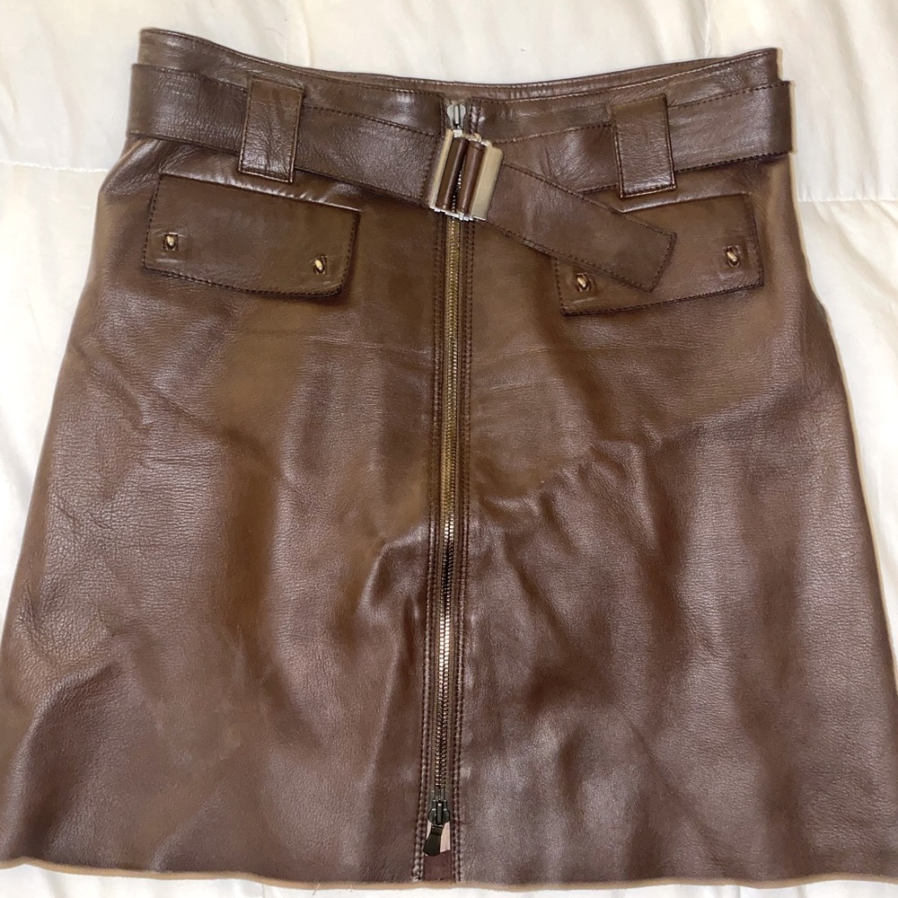 Bui by Barbara Bui Brown Leather Skirt!